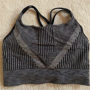 Smartwool Black and Gray Striped Sports Bra